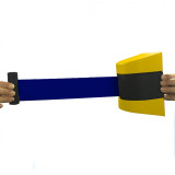 壁掛式伸縮分隔帶 牆面掛壁式警戒隔離線 工廠車間銀行商場護欄安全線 長10m藍色 11319 - 黃/黑14.5*9.5cm