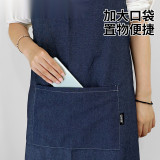 牛仔圍裙 夏季薄款牛仔布工廠車間防污圍裙 服務生掛脖式圍裙工作罩衣工作圍裙 藍色 11380 - 藍色79*68cm