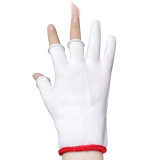 尼龍三指手套 露三指勞保手套 耐磨勞保手套 13針尼龍手套 作業員工作手套白色(12雙裝) 11384 - 白色18*12cm