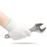 尼龍半指手套 五半指勞保手套 耐磨勞保手套 13針尼龍手套 作業員工作手套白色 (12雙裝) 11385 - 白色15.5*11cm