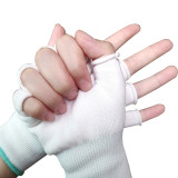 尼龍半指手套 五半指勞保手套 耐磨勞保手套 13針尼龍手套 作業員工作手套白色 (12雙裝) 11385 - 白色15.5*11cm