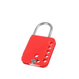 蝴蝶防撬搭扣鎖 工業鋼製7孔扣環鎖 LOTO多人管理防盜安全鎖具 11341 - 紅色110*58mm