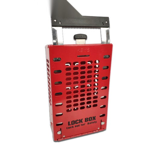 壁掛式共鎖箱（空箱）小型可手提鎖具箱 掛鎖管理箱 多人管理安全鎖具管理箱 163×255×85mm 11366 - 紅色163*255*85mm