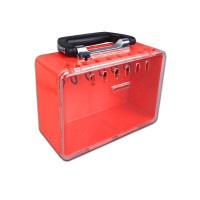 手提式鎖具管理箱（空箱）透明面板掛鎖存放箱 多人管理塑膠安全鎖箱 掛鎖存放櫃 200×162×90mm 11368 - 紅色200*162*90mm