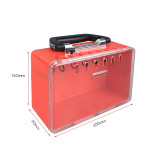 手提式鎖具管理箱（空箱）透明面板掛鎖存放箱 多人管理塑膠安全鎖箱 掛鎖存放櫃 200×162×90mm 11368 - 紅色200*162*90mm