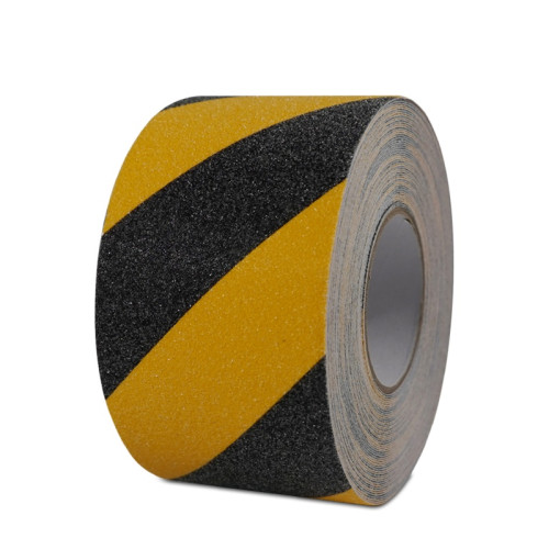 警示防滑膠帶 磨砂地面階梯防滑安全提示貼 黃黑條紋 10cm×20m 14213 - 黃/黑100mm×20m