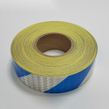 晶格反光警告膠帶（藍/白）50mm×50m 條紋警示反光膠帶 14358 - 藍/白50mm×50m