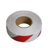 晶格反光警告膠帶（紅/白）50mm×50m 條紋反光標線膠帶 14359 - 紅/白50mm×50m