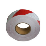 晶格反光警告膠帶（紅/白）50mm×50m 條紋反光標線膠帶 14359 - 紅/白50mm×50m