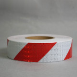 晶格反光警告膠帶（紅/白）50mm×50m 條紋反光標線膠帶 14359 - 紅/白50mm×50m