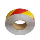 晶格反光警告膠帶（紅/黃）5cm×50m 反光車身貼 反光貼 14360 - 紅/黃50mm×50m