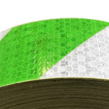 晶格反光警告膠帶（綠/白）50mm×50m 條紋反光警告膠帶 14361 - 綠/白50mm×50m