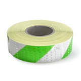 晶格反光警告膠帶（綠/白）50mm×50m 條紋反光警告膠帶 14361 - 綠/白50mm×50m