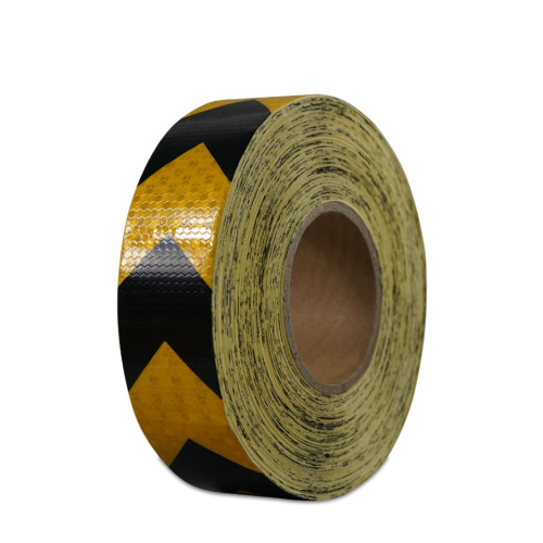 晶格反光警告膠帶（黃黑箭頭）5cm×50m 反光箭頭膠帶 14362 - 黃黑50mm×50m