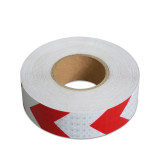 晶格反光警告膠帶（紅白箭頭）5cm×50m 反光劃線膠帶 14363 - 紅白50mm×50m