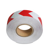 晶格反光警告膠帶（紅白箭頭）5cm×50m 反光劃線膠帶 14363 - 紅白50mm×50m