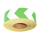 晶格反光導引膠帶（綠白箭頭）50mm×50m 反光劃線膠帶 14365 - 綠白50mm×50m