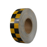 晶格反光警告膠帶（黃黑方格）反光膠帶 δ=0.35×0.05m×50m 輪廓標識膠帶 14366 - 黃黑50mm×50m