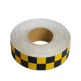 晶格反光警告膠帶（黃黑方格）反光膠帶 δ=0.35×0.05m×50m 輪廓標識膠帶 14366 - 黃黑50mm×50m