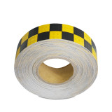 晶格反光警告膠帶（黃黑方格）反光膠帶 δ=0.35×0.05m×50m 輪廓標識膠帶 14366 - 黃黑50mm×50m