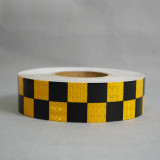 晶格反光警告膠帶（黃黑方格）反光膠帶 δ=0.35×0.05m×50m 輪廓標識膠帶 14366 - 黃黑50mm×50m