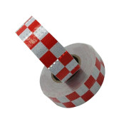 晶格反光警告膠帶（紅白方格）5cm×50m 工程級反光貼膜 14367 - 紅白50mm×50m