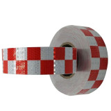 晶格反光警告膠帶（紅白方格）5cm×50m 工程級反光貼膜 14367 - 紅白50mm×50m