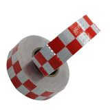 晶格反光警告膠帶（紅白方格）5cm×50m 工程級反光貼膜 14367 - 紅白50mm×50m