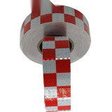晶格反光警告膠帶（紅白方格）5cm×50m 工程級反光貼膜 14367 - 紅白50mm×50m