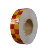 晶格反光警告膠帶（紅黃方格）5cm×50m 反光輪廓警告膠帶 14368 - 紅黃50mm×50m