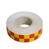 晶格反光警告膠帶（紅黃方格）5cm×50m 反光輪廓警告膠帶 14368 - 紅黃50mm×50m