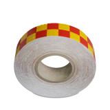 晶格反光警告膠帶（紅黃方格）5cm×50m 反光輪廓警告膠帶 14368 - 紅黃50mm×50m