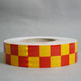 晶格反光警告膠帶（紅黃方格）5cm×50m 反光輪廓警告膠帶 14368 - 紅黃50mm×50m