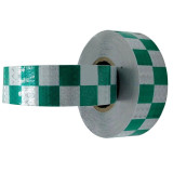 晶格反光警告膠帶（綠白方格）50mm×50m 反光警示條 14369 - 綠白50mm×50m