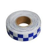 晶格反光警告膠帶（藍白方格）5cm×50m 反光警示貼 14370 - 藍白色50mm×50m