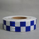 晶格反光警告膠帶（藍白方格）5cm×50m 反光警示貼 14370 - 藍白色50mm×50m