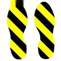 腳女地貼（腳印）1對裝 28×10cm 黃黑色 腳印地面標貼 14425 - 黃/黑280×100mm