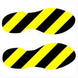 腳女地貼（腳印）1對裝 28×10cm 黃黑色 腳印地面標貼 14425 - 黃/黑280×100mm