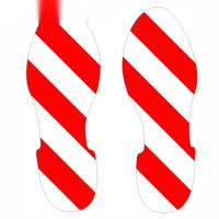 腳印地貼（腳印）1對裝 28×10cm 紅白色 腳印識別貼 14426 - 紅/白280×100mm