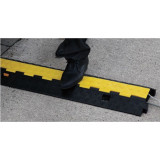 重型2槽線保護帶 線減速帶 線保護墊 線槽保護板 14465 - 黃黑條紋1000×250×45mm
