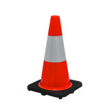 PVC反光路錐（1個裝）紅白反光雪糕筒交通安全反光路錐 安全警示橡膠路錐45×27×27cm 14484 - 紅450×270×270mm