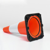 PVC反光路錐（1個裝）紅白反光雪糕筒交通安全反光路錐 安全警示橡膠路錐45×27×27cm 14484 - 紅450×270×270mm