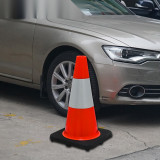 PVC反光路錐（1個裝）紅白反光雪糕筒交通安全反光路錐 安全警示橡膠路錐45×27×27cm 14484 - 紅450×270×270mm