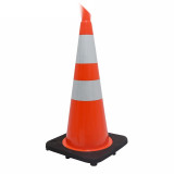 PVC反光路錐（1個裝）紅白反光雪糕筒交通安全反光路錐 安全警示橡膠路錐71×36×36cm 14485 - 紅710×360×360mm