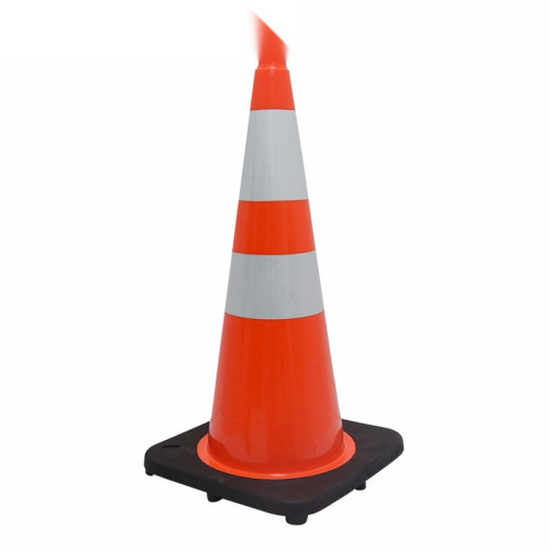 PVC反光路錐（1個裝）紅白反光雪糕筒交通安全反光路錐 安全警示橡膠路錐71×36×36cm 14485 - 紅710×360×360mm
