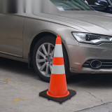 PVC反光路錐（1個裝）紅白反光雪糕筒交通安全反光路錐 安全警示橡膠路錐71×36×36cm 14485 - 紅710×360×360mm