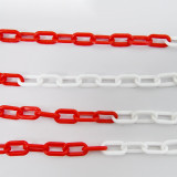 塑膠隔離鏈（紅白）25m 警示隔離鏈 交通隔離鏈 14487 - 紅白39x20mm