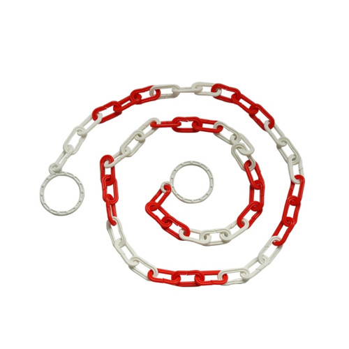 塑膠隔離鏈條（2公尺）路錐連接鏈條 附套環警示鏈條 塑膠鏈 14488 - 紅白Φ30mmxL2m