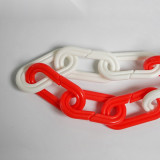 塑膠隔離鏈條（2公尺）路錐連接鏈條 附套環警示鏈條 塑膠鏈 14488 - 紅白Φ30mmxL2m