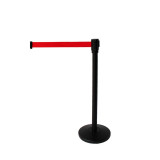 黑色慢伸縮型伸縮帶隔離柱（黑色）一米線欄桿 隔離帶警示柱 14495 - 黑色L2mxH910mm